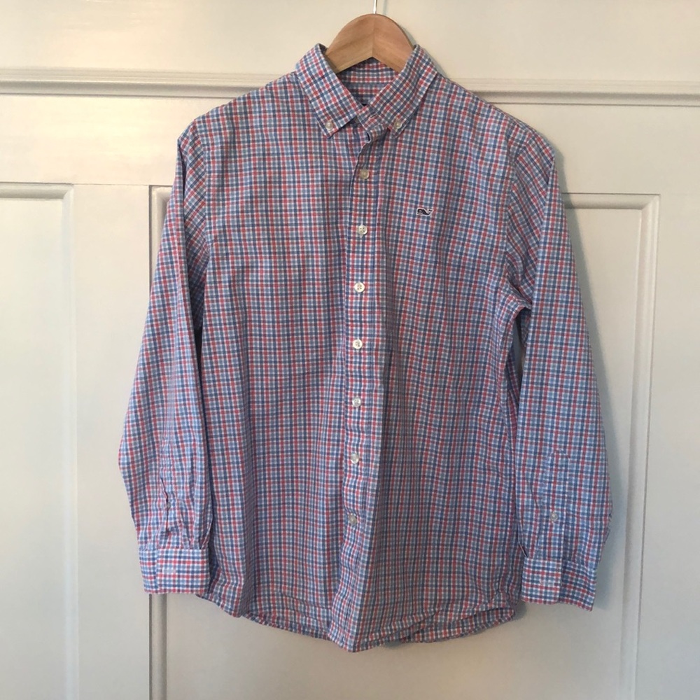 Vineyard vines boys gingham plaid button down